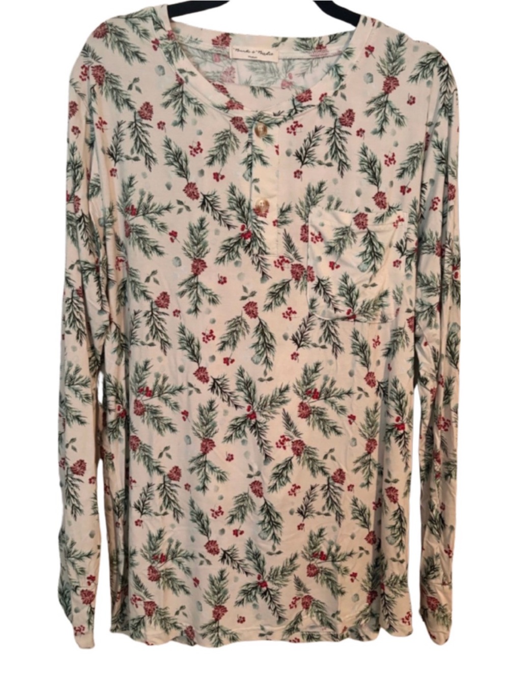Bambi & Birdie Holiday Pine Print Long Sleeve Top/Pant Lounge/Pyjama set